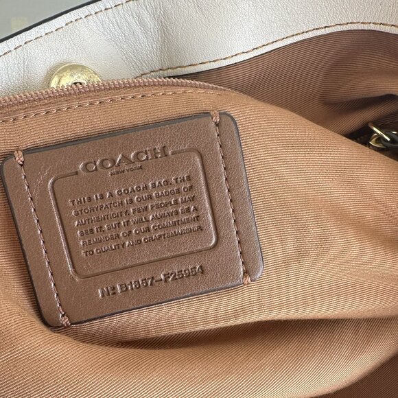 Coach Lexy Embossed Cream Leather Shoulder Bag - Picture 7 of 10